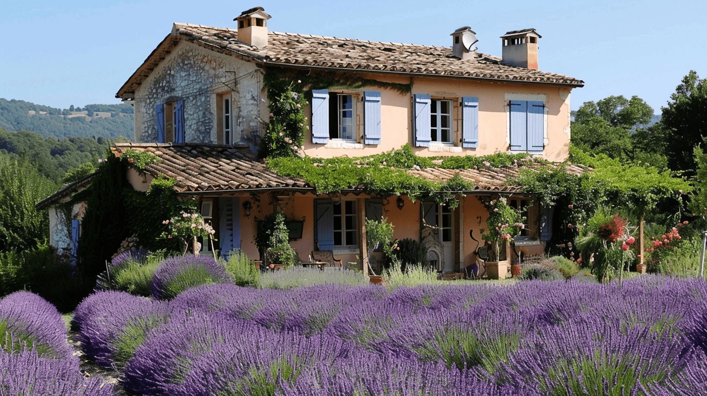 A field of grosso outside a French farmhouse