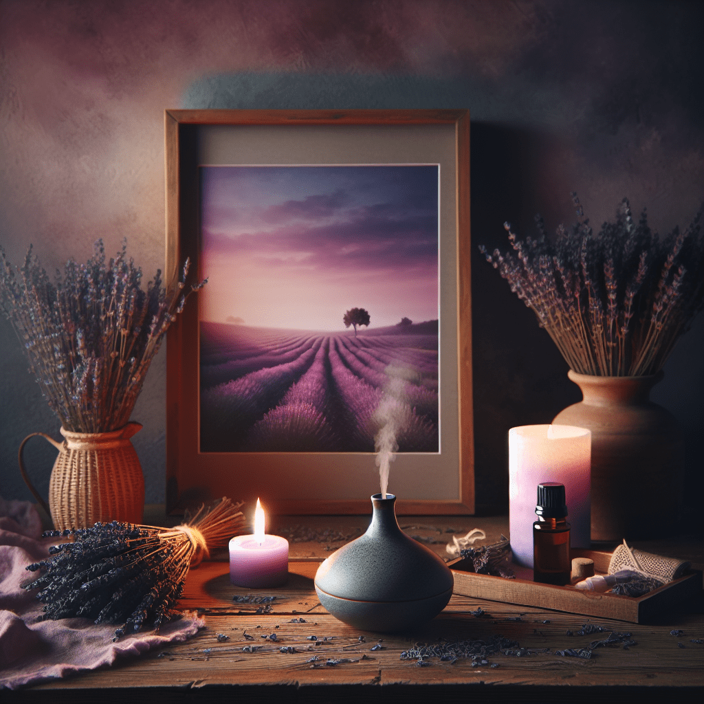a display of aromatherapy items using lavender
