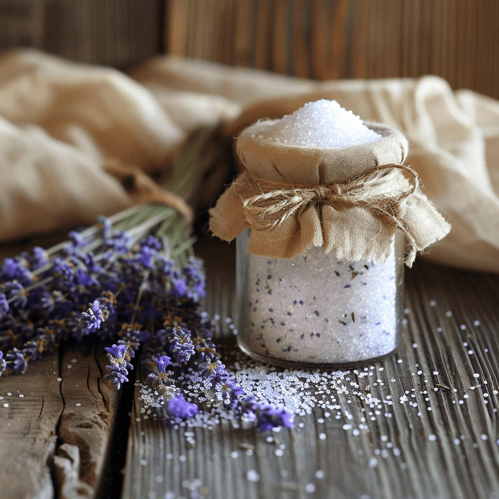 lavender sugar in a glass jar with sprigs of lavender lavender sugar in a glass jar with sprigs of lavender