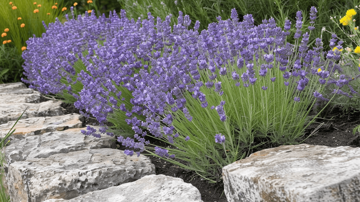 A close-up image of the type of soil a lavender plant is growing in